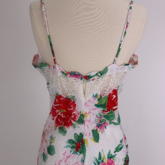Vintage Victoria's Secret NWOT Lace Pearl Long Floral Tropical Nightgown Dress M - Picture 10 of 13